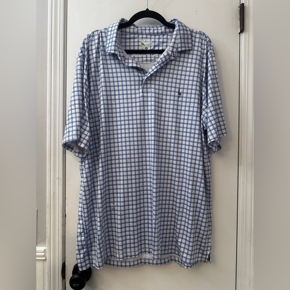 TailorByrd Men’s XXL Blue Check Polo Shirt Stretch Golf Casual Lightweight - Picture 3 of 11